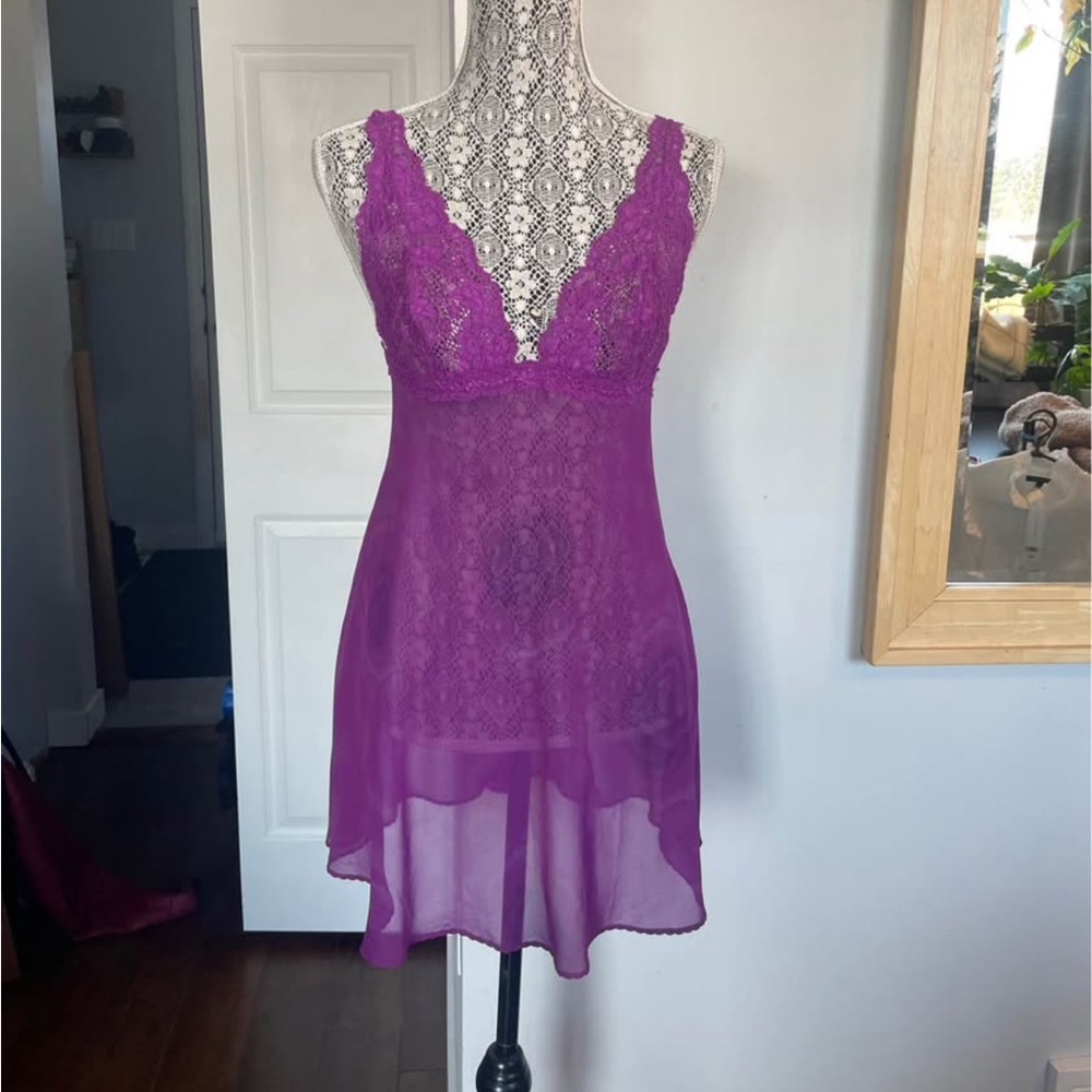 Large Vintage Teddy Lingerie Chemise Feminine Coquette Lace Slip Dress